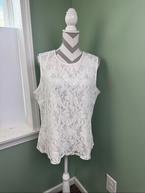 Kasper cream Floral Lace Camisole Tank XL
